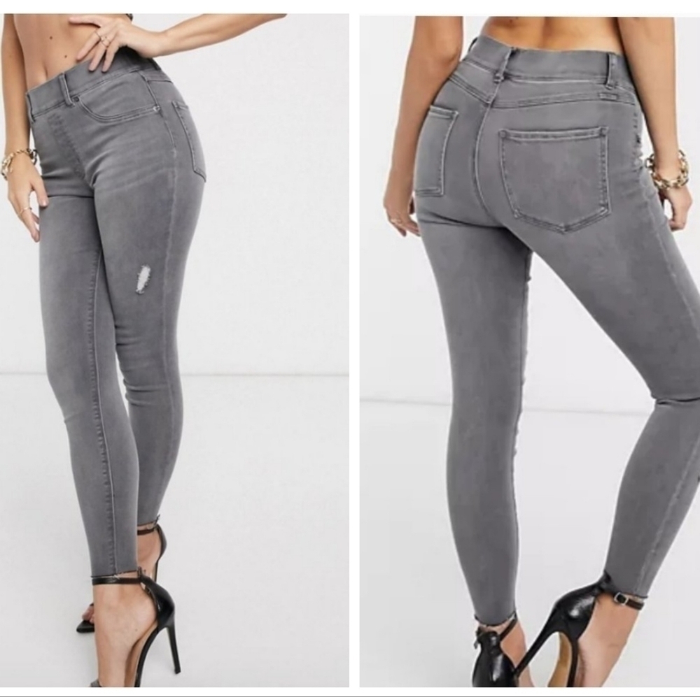 SPANX Vintage Distressed Gray Ankle Skinny Jeans Size Medium